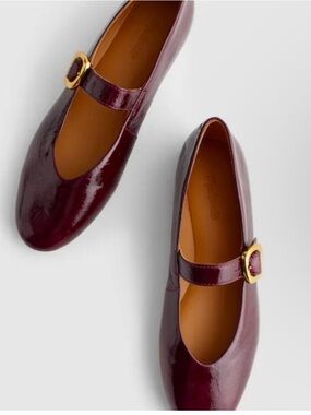 Madewell Remy Tissue Patent Mary Jane Flats with Gold Buckle